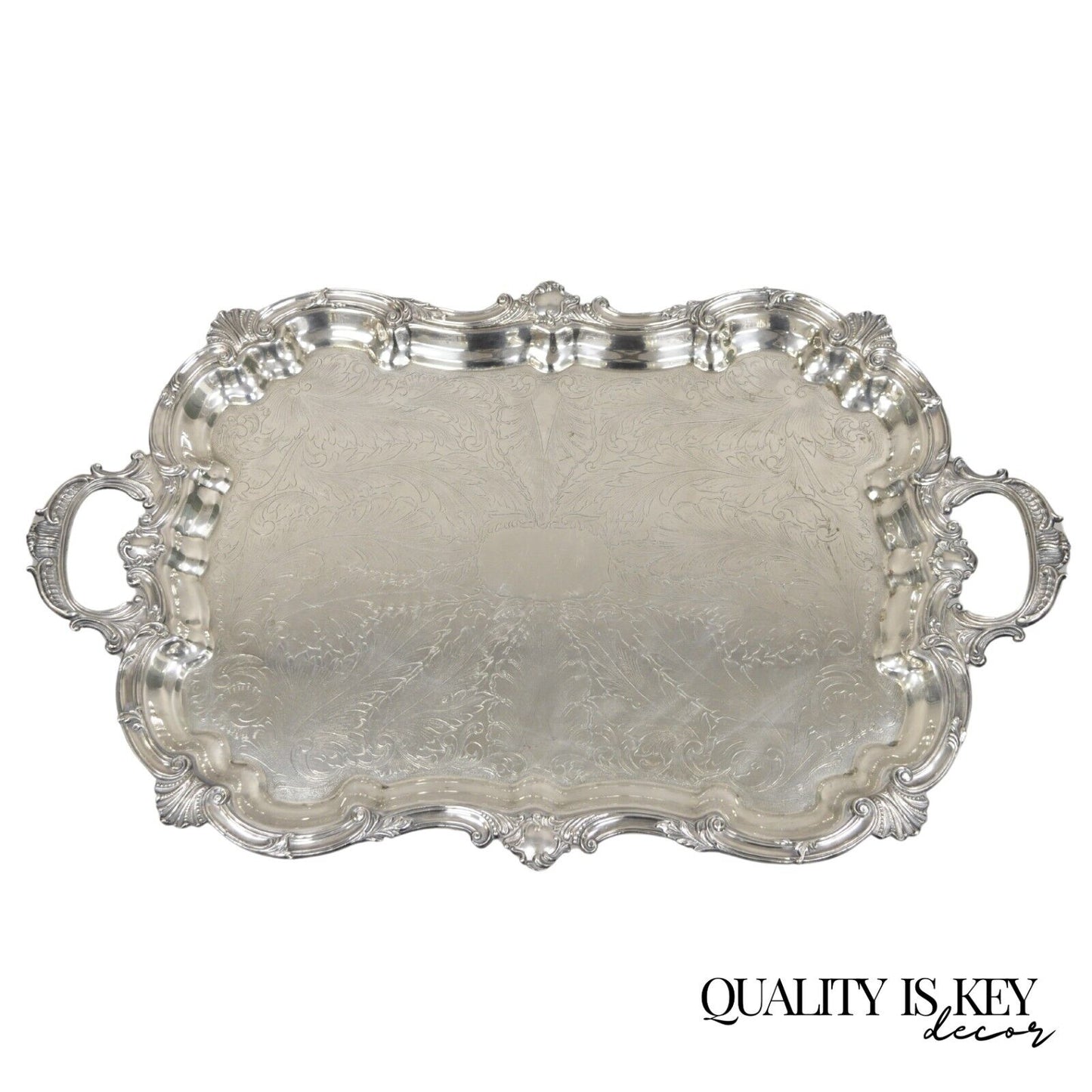 Vintage SBEP Victorian Baroque Style Silver Plated Serving Platter Tray