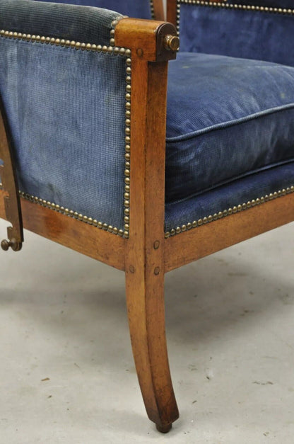 19th C Italian Biedermeier Mahogany Reclining Lounge Chair w/ Cast Iron Hardware