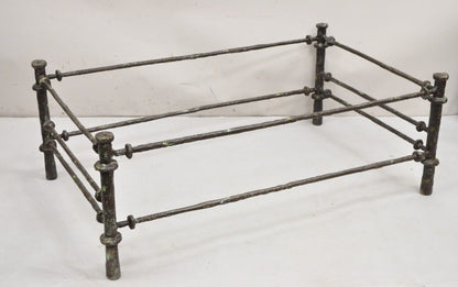 Vintage Giacometti Style Brutalist Patinated Metal Rectangular Coffee Table Base