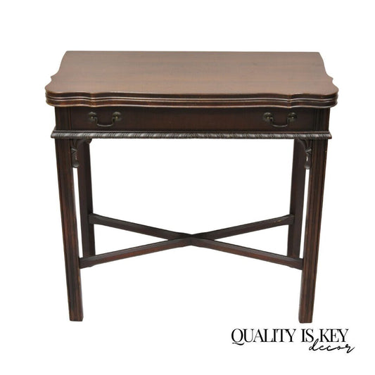 Antique Mahogany Georgian Style Flip Top Console Game Table