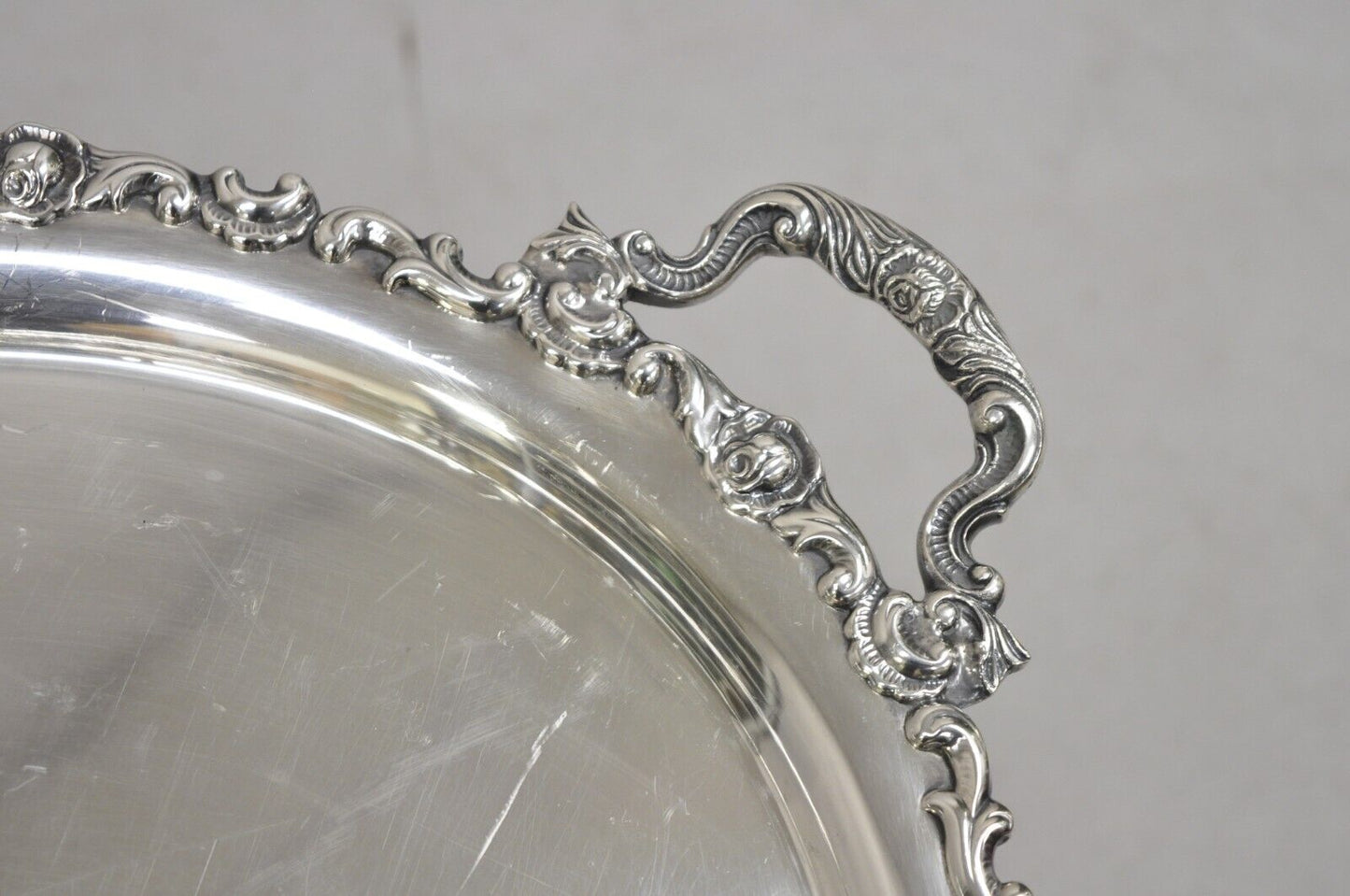 Vintage Alpaka Victorian Style Oval Silver Plated Serving Platter Tray