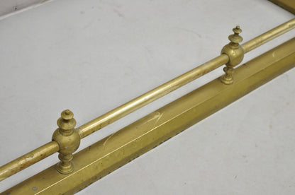 Antique Victorian Brass Finial and Cast Iron 48" Fireplace Fender Surround