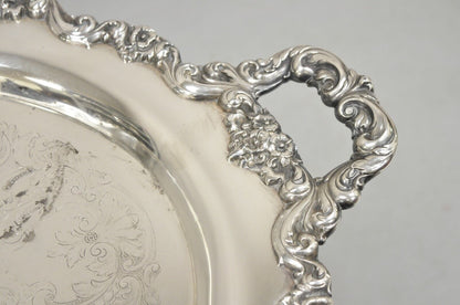 EPCA Poole Silver Co 400 Lancaster Rose Large Silver Plated Serving Platter Tray