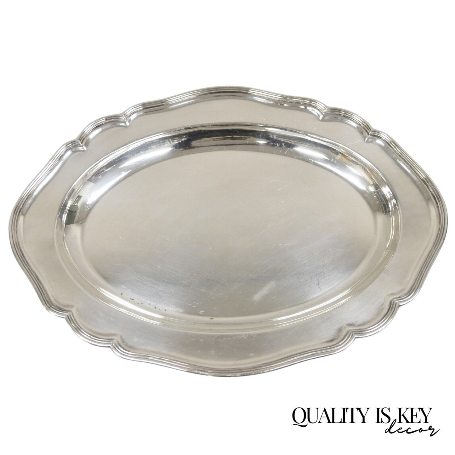 Vintage Wyler NY English Edwardian Silver Plated Oval Deep Serving Platter Tray