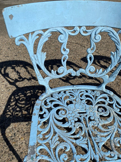 Vintage Molla Cast Aluminum Victorian Style Blue Garden Patio Dining Set - 5 Pcs