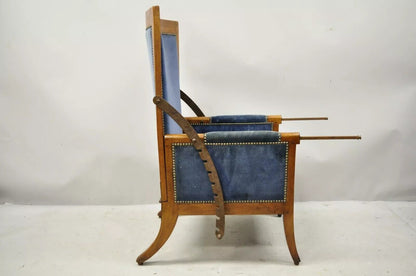 19th C Italian Biedermeier Mahogany Reclining Lounge Chair w/ Cast Iron Hardware