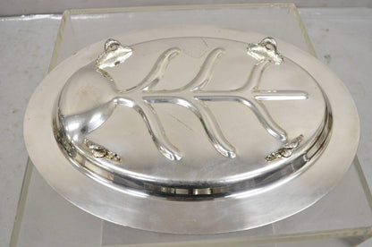 Vintage English Regency Silver Plate Oval Meat Cutlery Serving Platter Tray