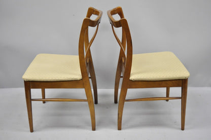 Vintage Mid Century Modern Curved Sculpted Walnut Dining Side Chairs - Set of 4