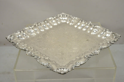 Chippendale by Wallace X 120 Silver Plate 16" Square Shell Platter Tray on Feet