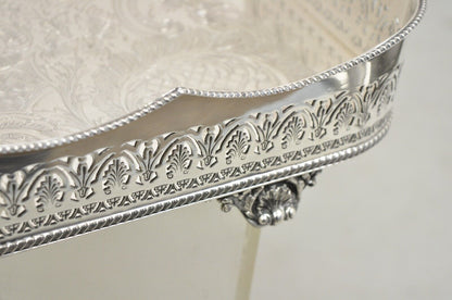 Antique English Sheffield Adams Silver Plated Scalloped Serving Platter Tray