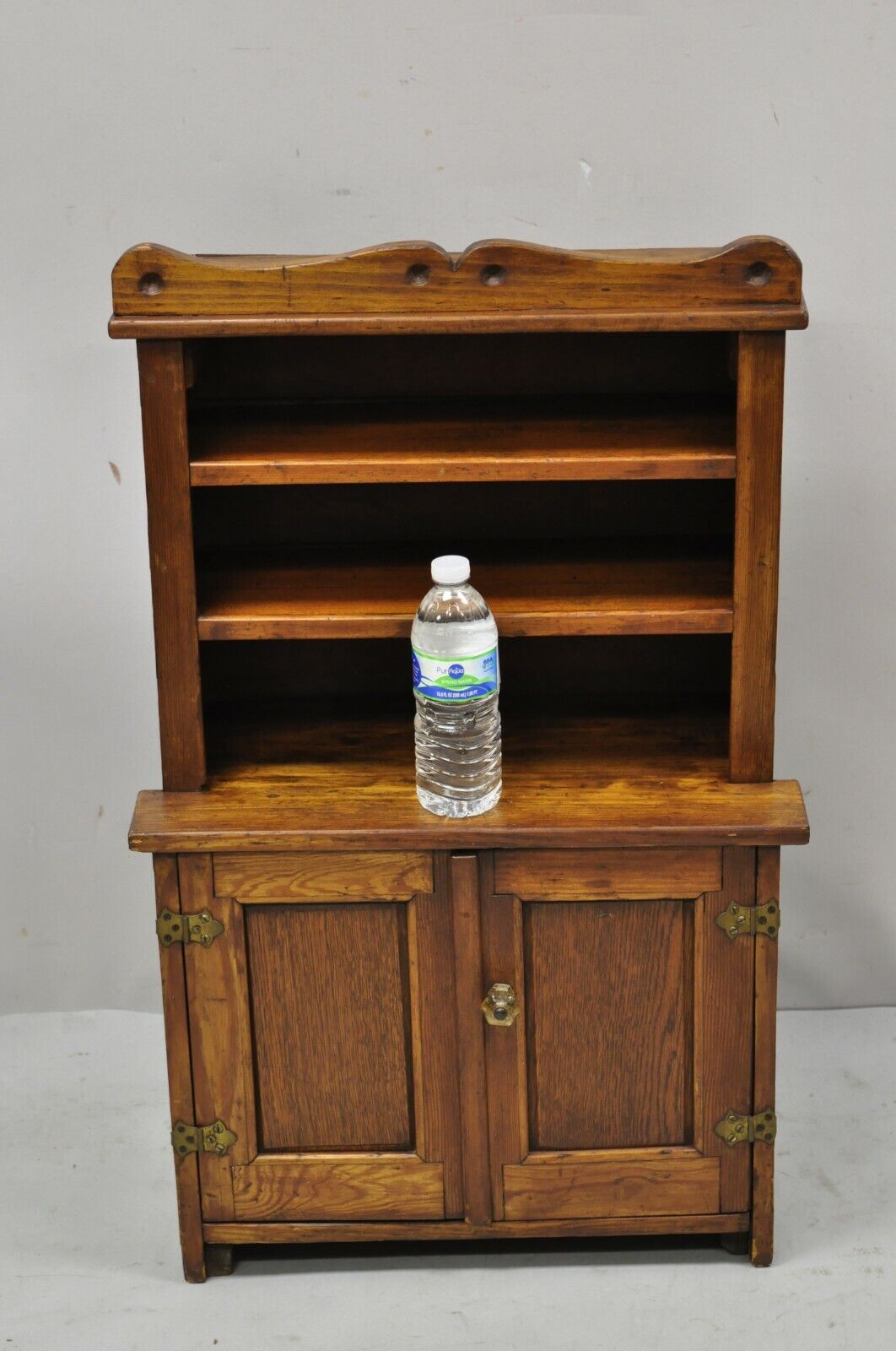 Oak Wood Small Miniature Cupboard Primitive Colonial Kitchen Childs Cabinet