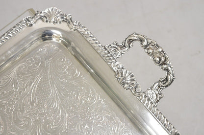 Vintage Sheffield England Victorian Style Silver Plated Serving Platter Tray