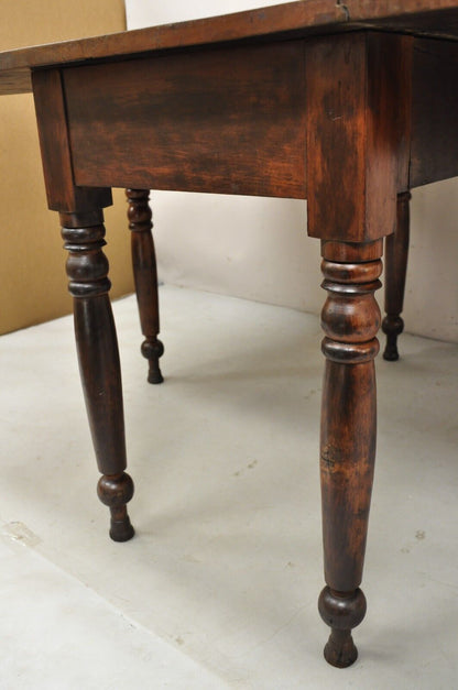 Antique American Colonial Cherry Wood Gateleg Drop Leaf Farmhouse Dining Table