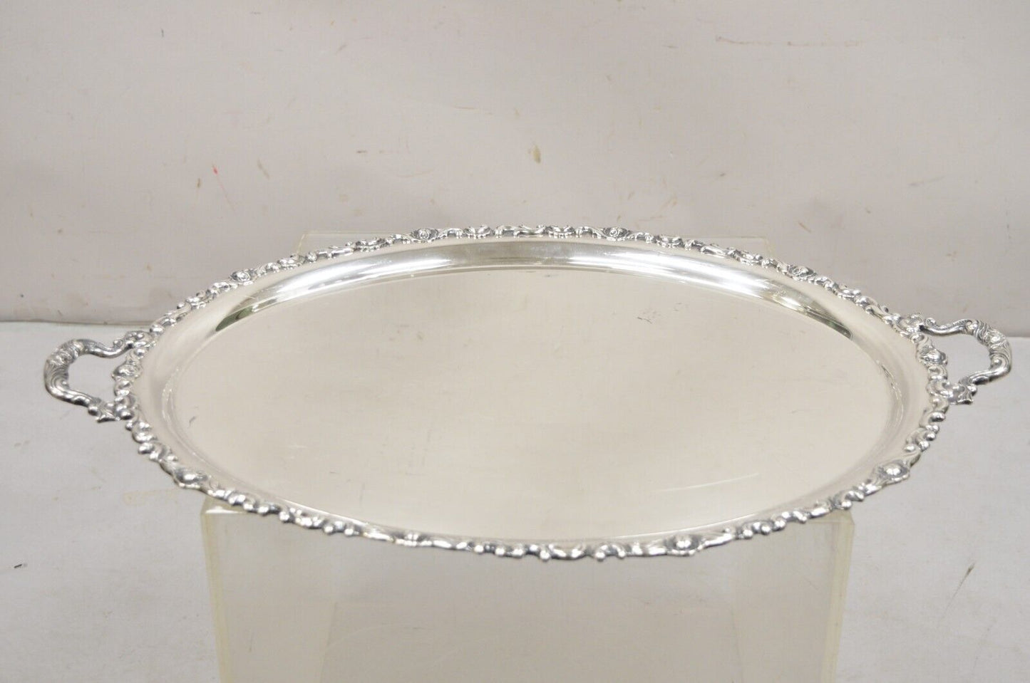 Vintage Alpaka Victorian Style Oval Silver Plated Serving Platter Tray