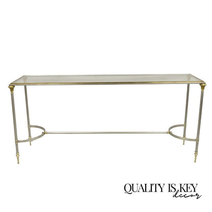 Maison Jansen Style Steel and Brass Neoclassical Directoire Console Sofa Table