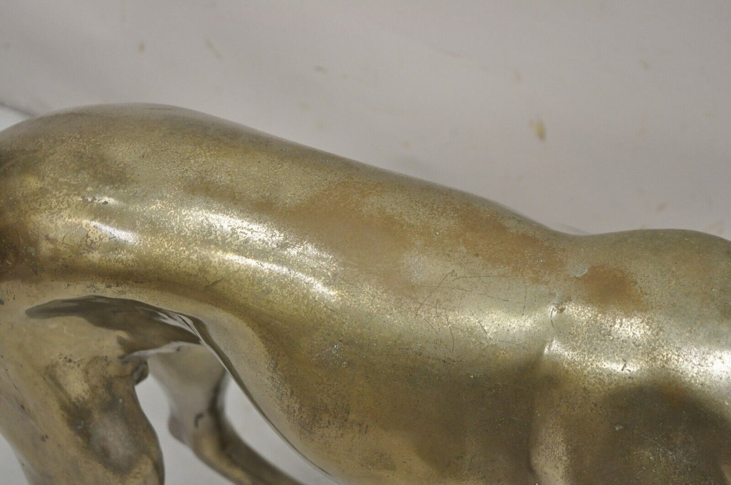Vintage Hollywood Regency Life Size Brass Greyhound Whippet Dog Statue Sculpture