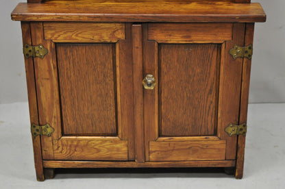 Oak Wood Small Miniature Cupboard Primitive Colonial Kitchen Childs Cabinet