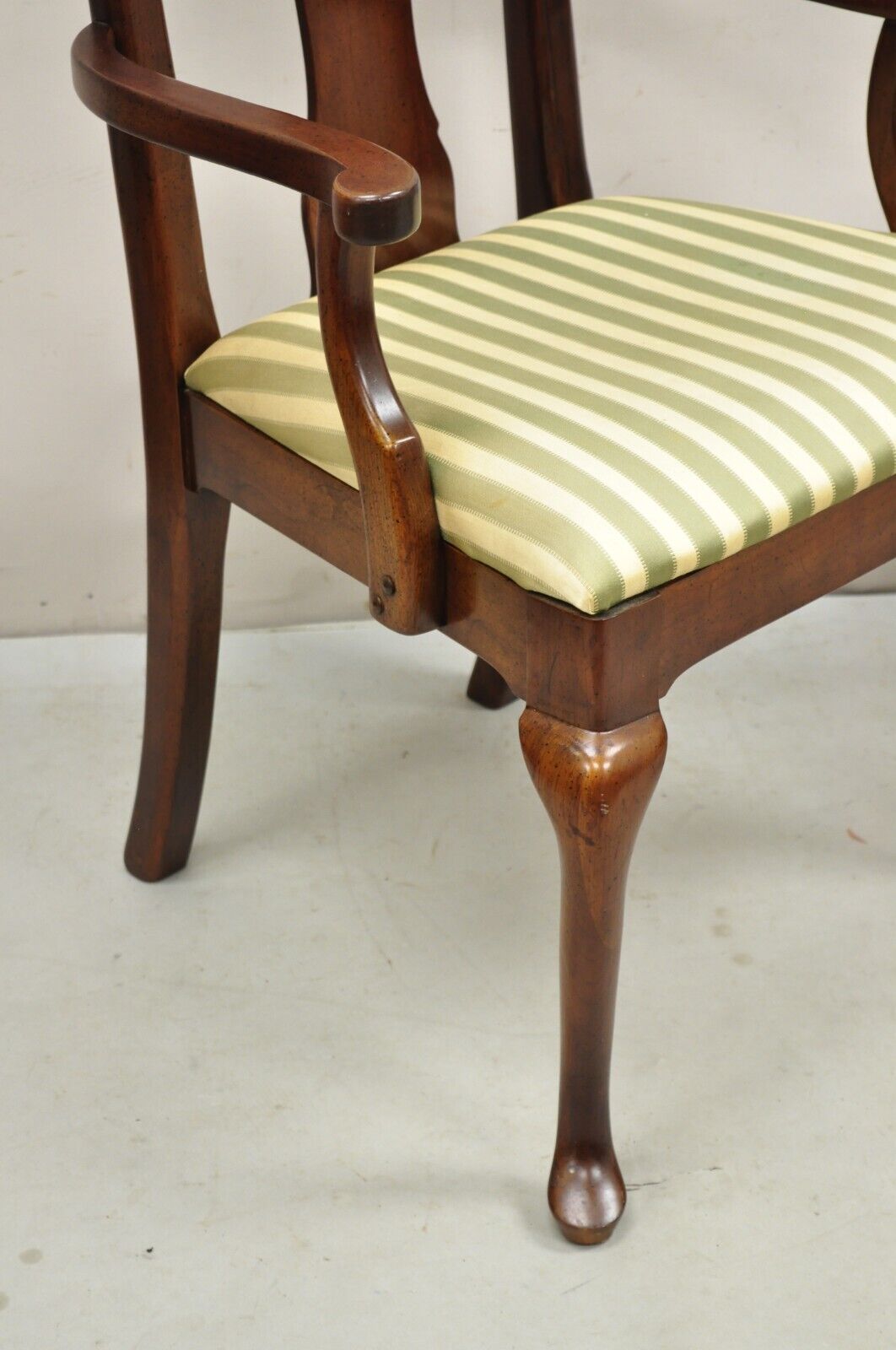 Vintage Thomasville Queen Anne Style Cherry Wood Dinning Arm Chairs - a Pair