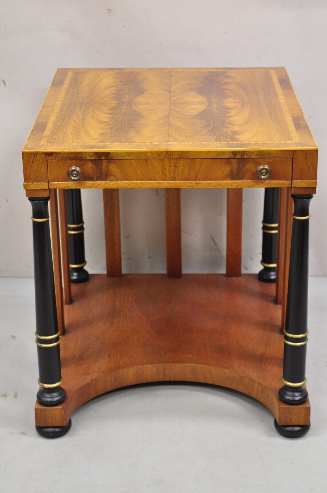 Weiman Heirloom Italian Regency Empire Mahogany Side Table w/ Black Columns