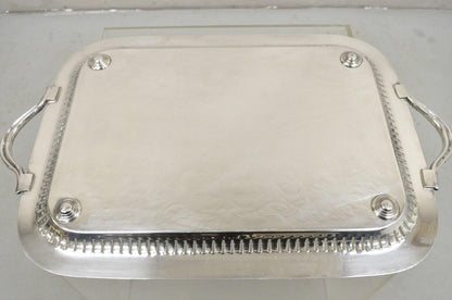 Antique LBS Co Victorian Silver Plated Gallery Pierced Serving Platter Tray