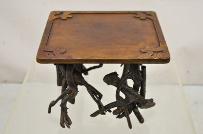 Antique Arts & Crafts Black Forest Adirondack Branch Twig Wooden Pedestal Stand