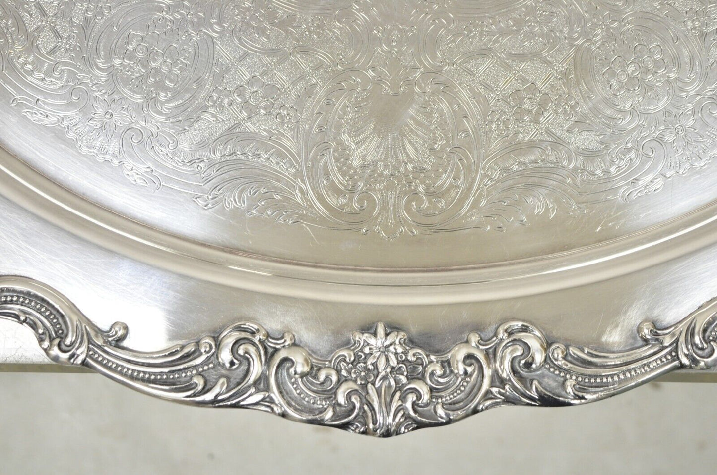 Reed & Barton 1955 25 Silver Plated Oval Twin Handle Large Serving Platter Tray