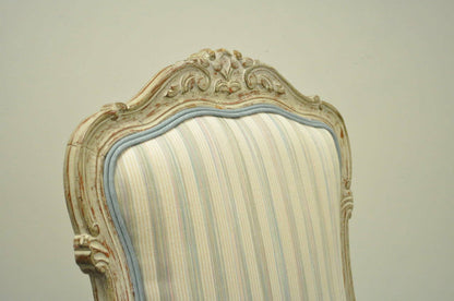 Vintage Swedish Rococo Style Cream Distress Painted Side Chairs - Set of 4