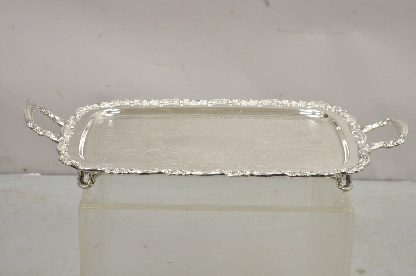 Vintage Oneida Silver Plated Victorian Style Butlers Serving Platter Tray