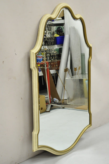 Vintage Italian Provincial Hollywood Regency Cream & Gold Scalloped Wall Mirror