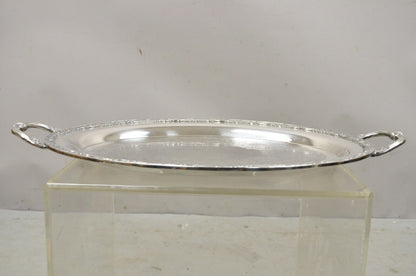 Antique Victorian Rose WM Rogers & Son Oval Silver Plated Platter Tray