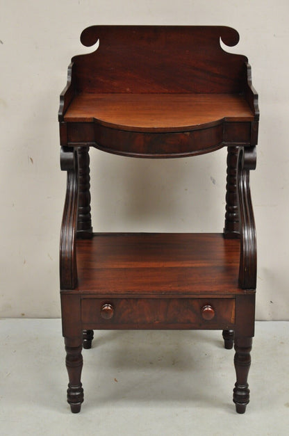 Antique American Empire Mahogany Washstand Nightstand Bedside Table