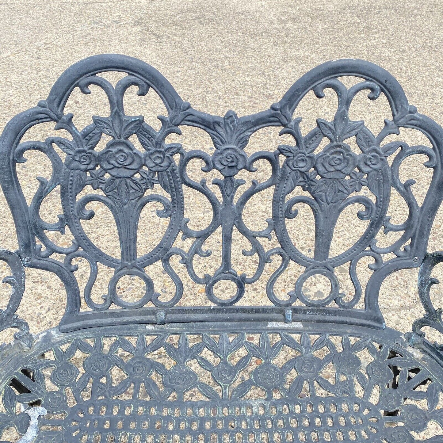 Cast Aluminum Floral French Style Flower Garden Patio Outdoor Bench Loveseat