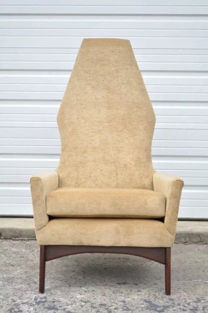 Mid Century Modern Adrian Pearsall Style Beige Diamond Back Walnut Lounge Chair