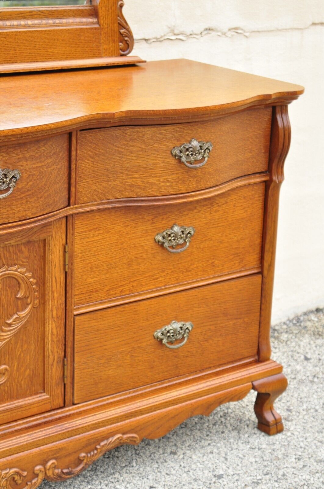 Lexington Victorian Sampler Oak Triple Dresser with Mirror