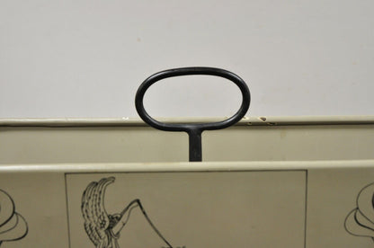 Piero Fornasetti Gravure Italian Mid Century Modern Magazine Rack Brass Stand