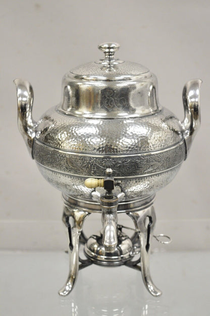 Antique Victorian Silver Plated Hand Hammered Samovar Coffee Pot Warmer