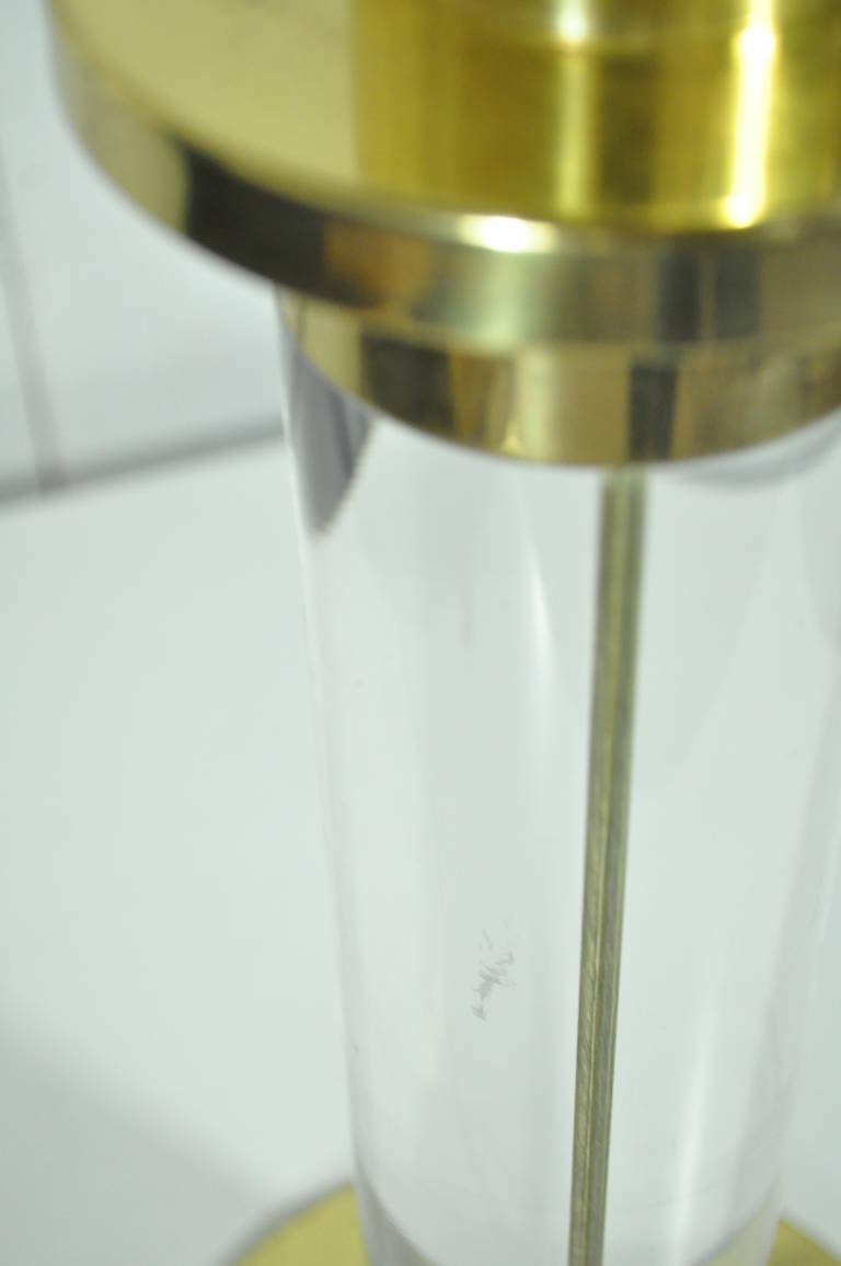 Vintage Frederick Cooper Lucite and Brass Column Table Lamp after Karl Springer