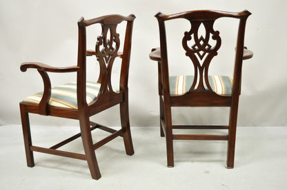 Henkel Harris Solid Mahogany Georgian Chippendale Style Dining Chairs - Set of 6