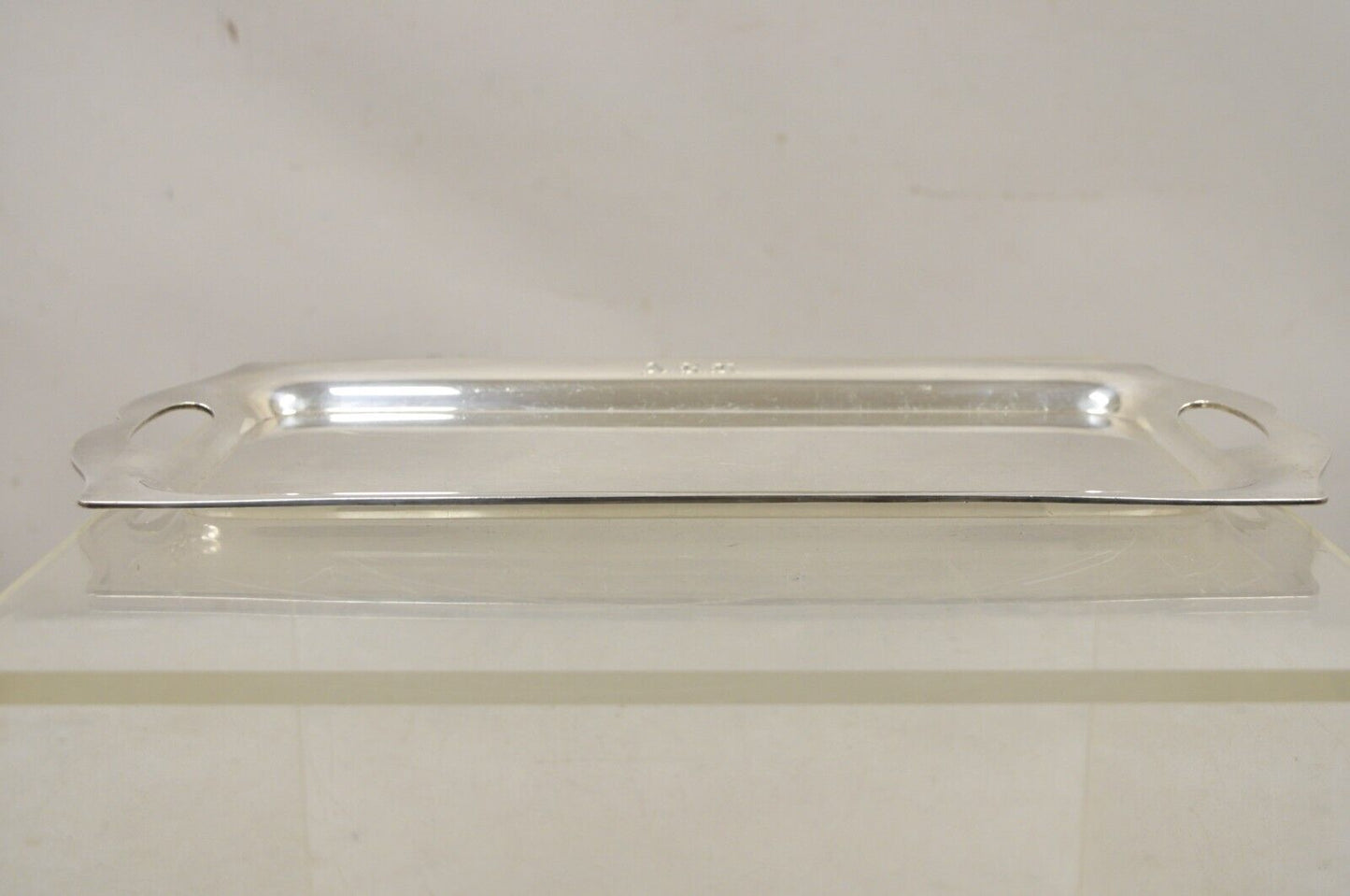 Vtg Wallace "Alden" Silver Plated Small Modern Trinket Dish Tray "ARH" Monogram