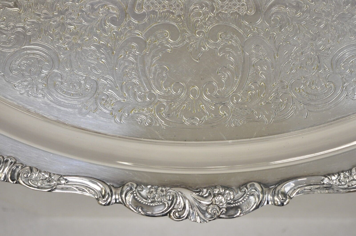 Vintage Baroque by Wallace 294F Oval Silver Plated Serving Platter Tray