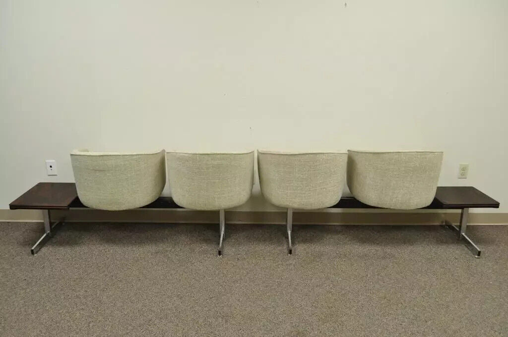 Mid Century Danish Modern Club Chair Sectional Sofa Set w/ Rosewood End Tables