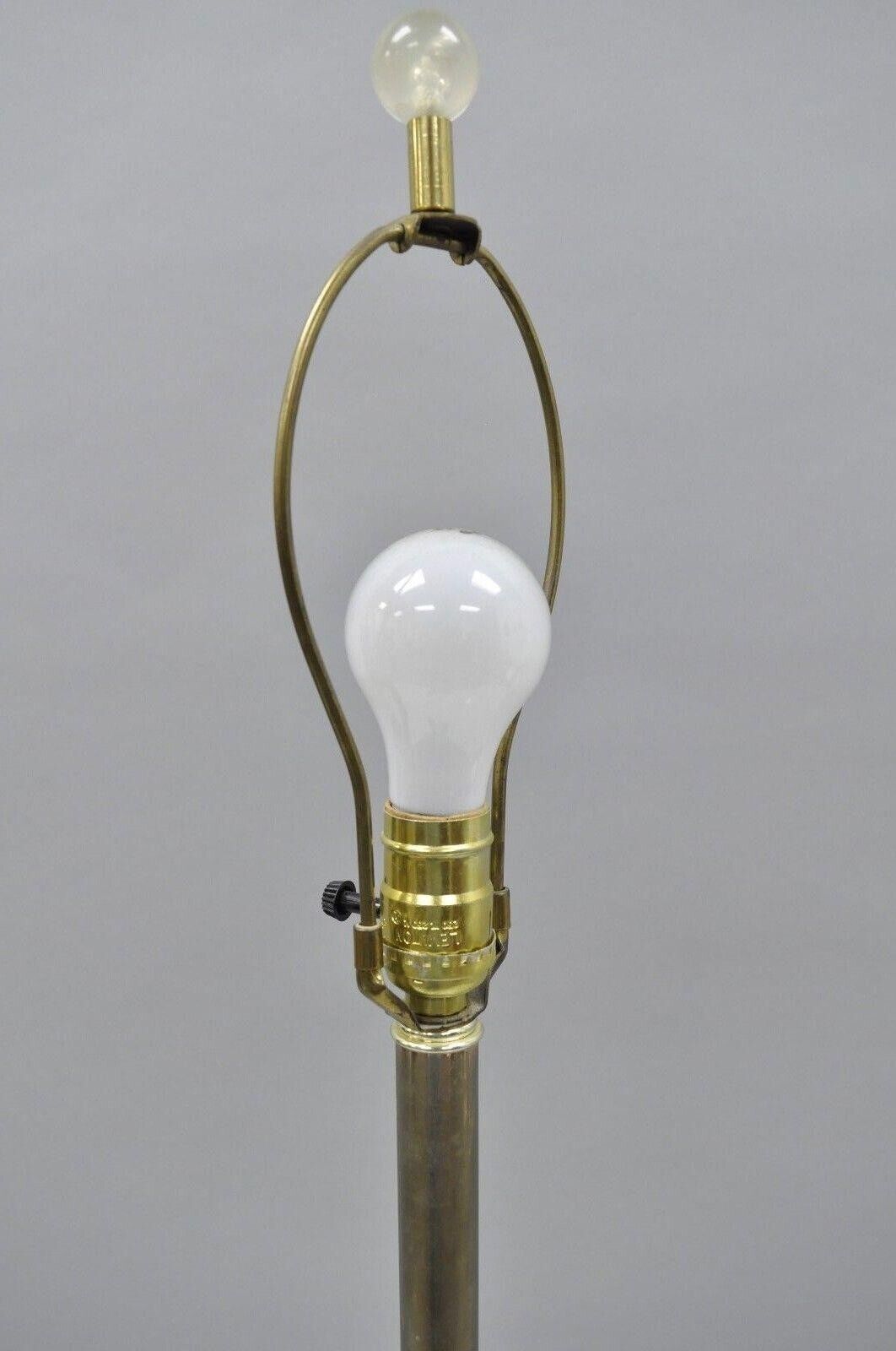 Vintage Mid Century Modern Brass Lucite Marble Floor Lamp w Magazine Table Rack