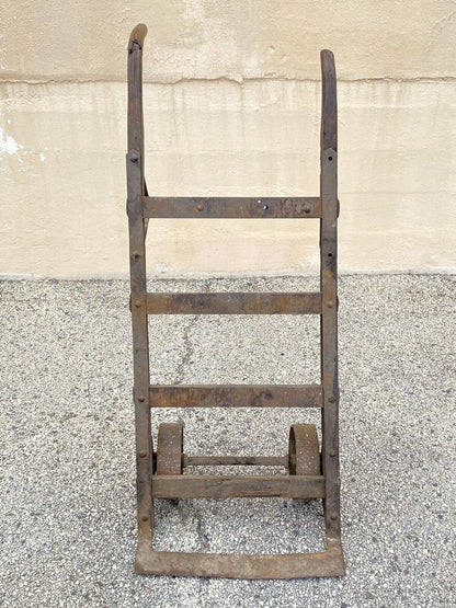 Antique Industrial Modern Vintage Factory Hand Truck Oak Wood and Iron Metal