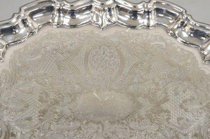 Vintage Leonard Silver Plated Pressed Metal Scalloped Serving Platter Dish