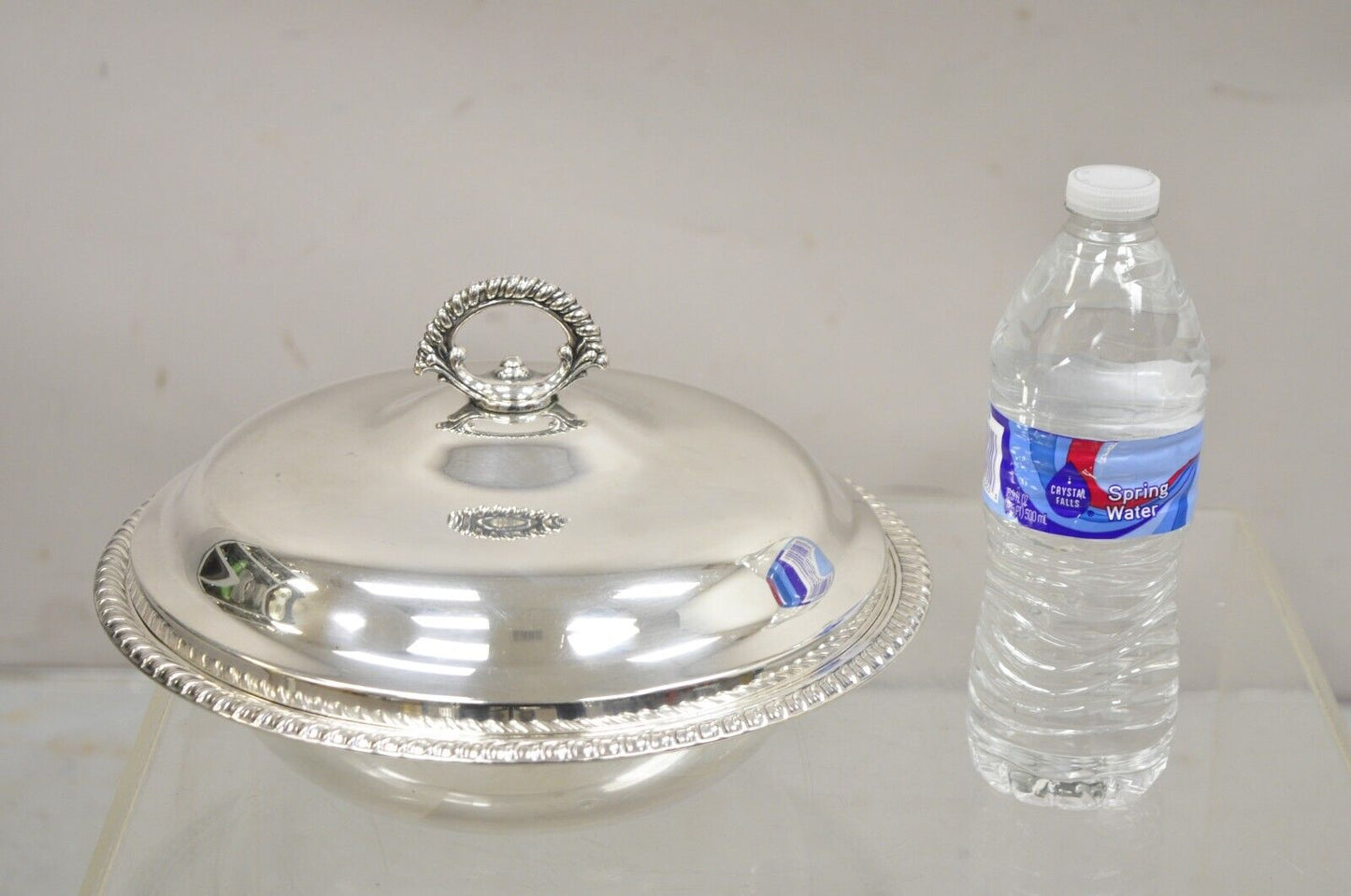 Vintage WMA Rogers Victorian Style Round Silver Plated Covered Casserole Dish