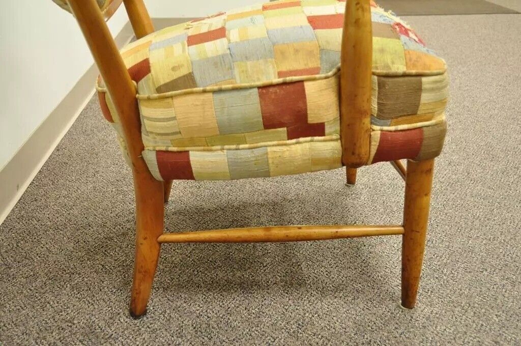 Maxwell Royal High Back Maple Wood Mid Century Edward Wormley Style Arm Chair