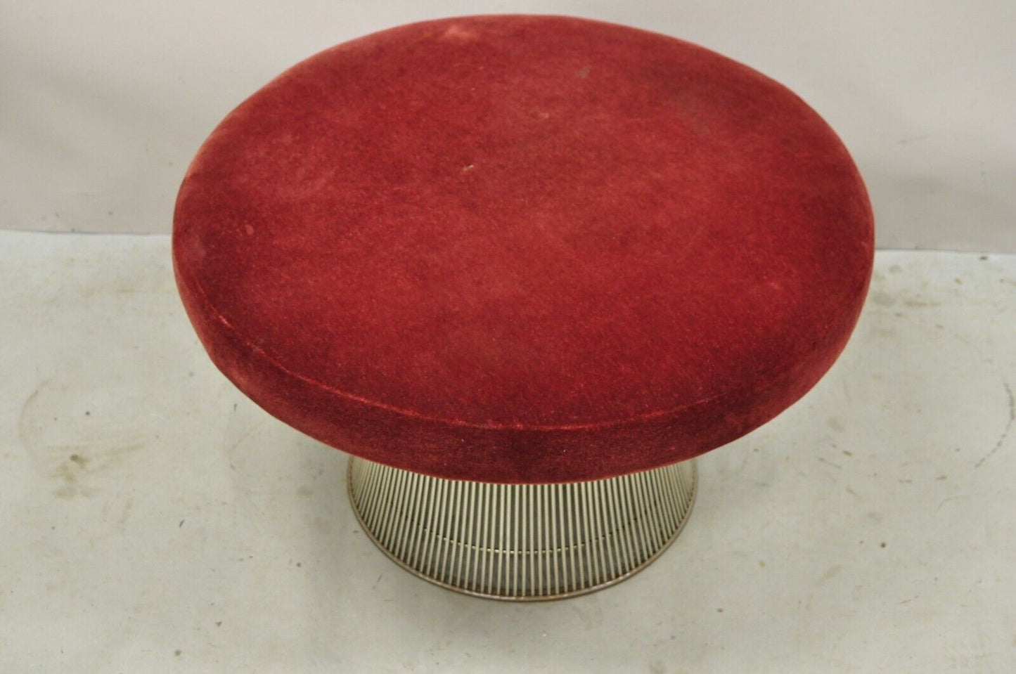 Vintage Warren Platner for Knoll 32" Round Chrome Base Ottoman Mushroom Stool