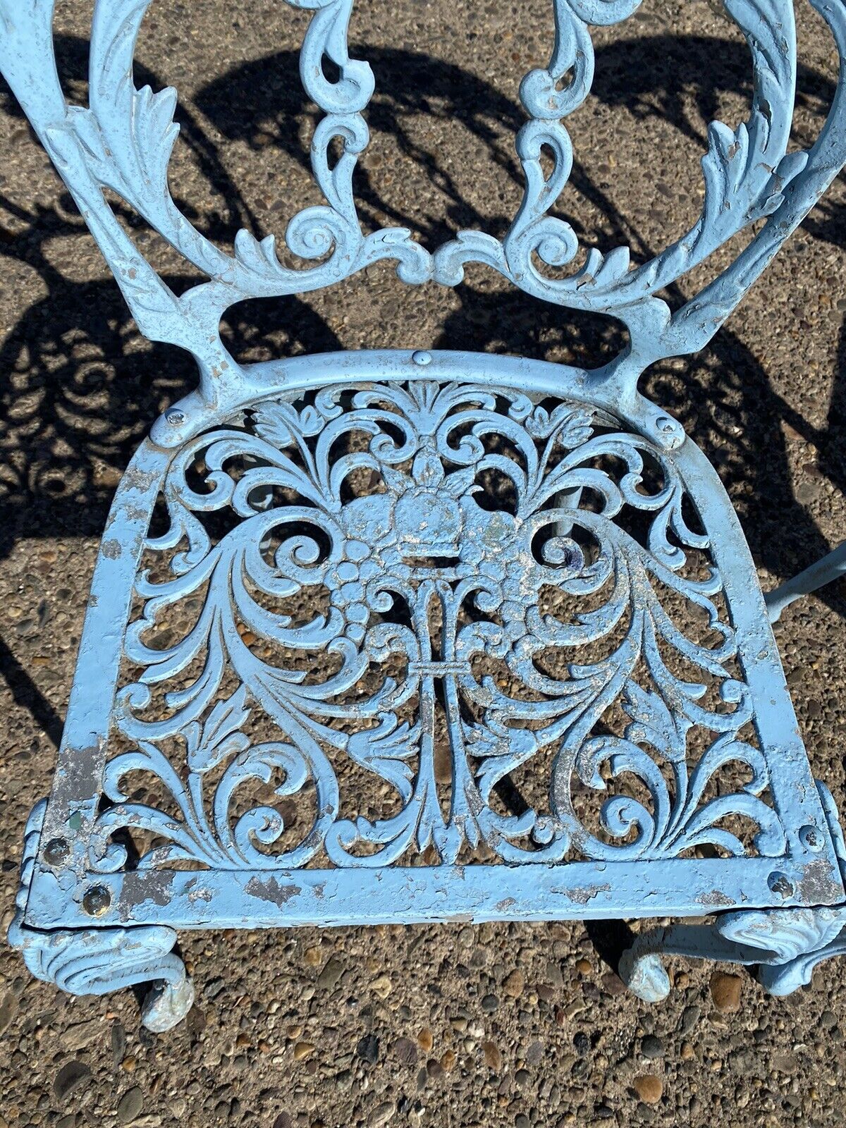 Vintage Molla Cast Aluminum Victorian Style Blue Garden Patio Dining Set - 5 Pcs