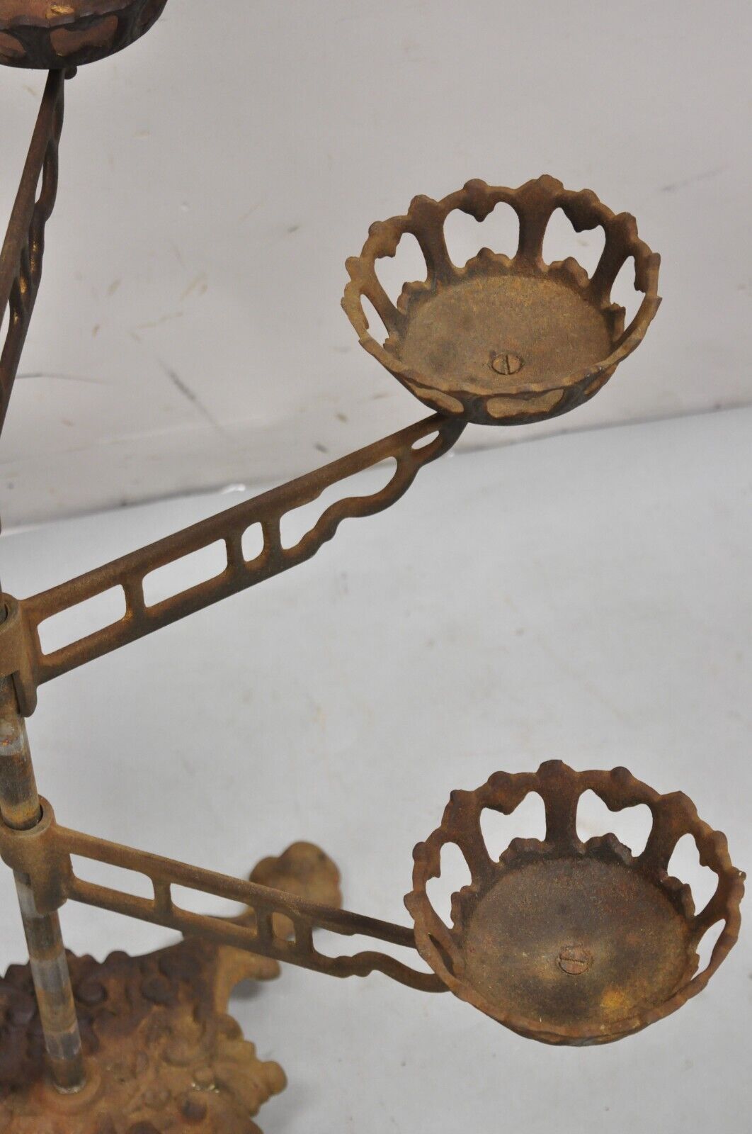 Antique Victorian Cast Iron 9 Tier 8 Arm Swing Pedestal Plant Stand