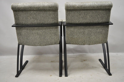 Mid Century Cal-Style Furniture Art Deco Metal Frame Lounge Arm Chairs B - Pair